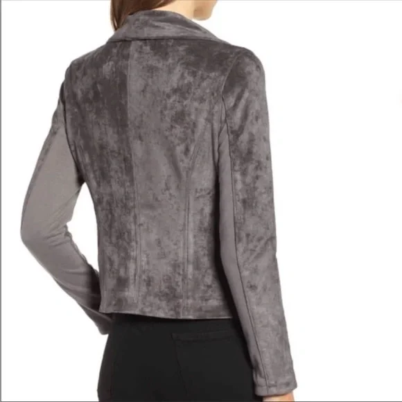 Blank NYC Faux Suede Gray Moto Jacket Sz Medium - Picture 12 of 14